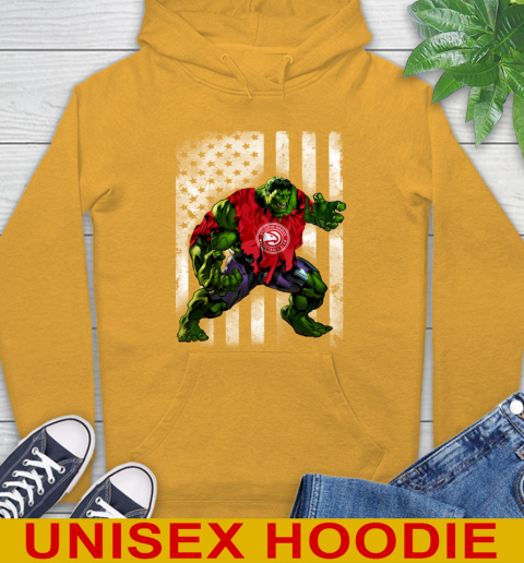 Atlanta Hawks Hulk Marvel Avengers NBA Basketball American Flag Hoodie - Image 3