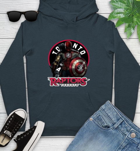 Toronto Raptors NBA Basketball Captain America Thor Spider Man Hawkeye Avengers Youth Hoodie 8