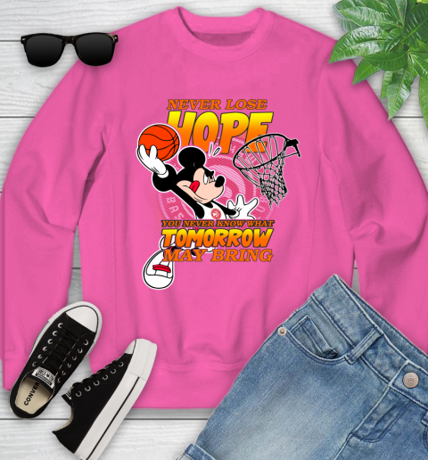 Atlanta Hawks NBA Basketball Mickey Disney Never Lose Hope Youth Sweatshirt 6