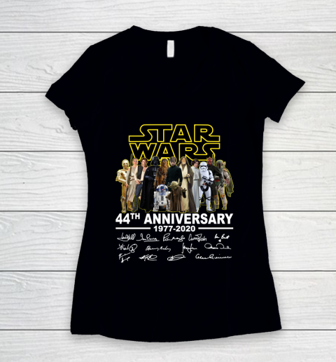 Star Wars 44th Anniversary 1977  2021 Signature Character Dark Vader  Yoda Women's V-Neck T-Shirt