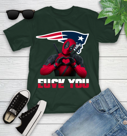NHL New England Patriots Deadpool Love You Fuck You Football Sports Youth T-Shirt 5