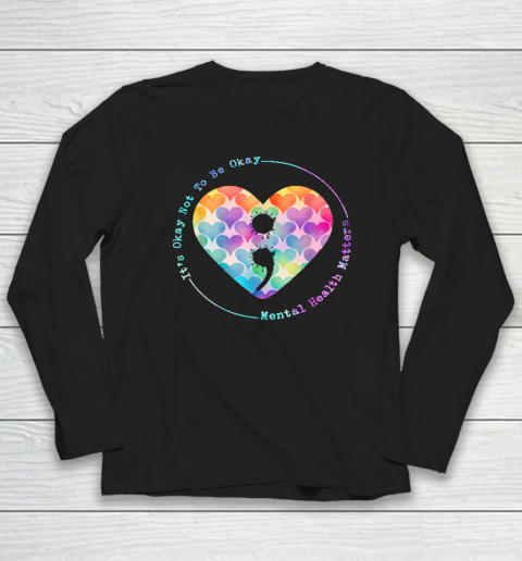 Semicolon Heart Suicide Prevention Mental Health Awareness Long Sleeve T-Shirt