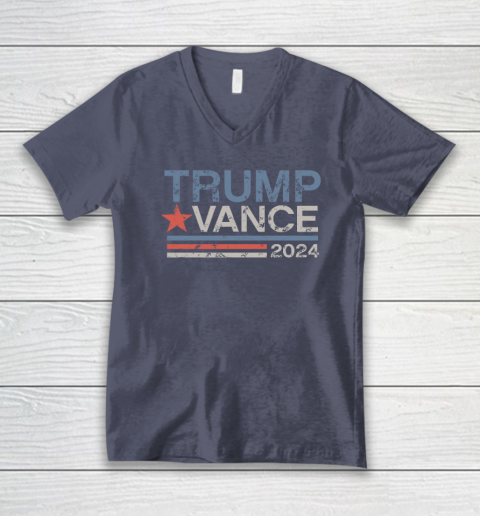 Trump Vance 2024 Retro Stripe Trump JD Vance V-Neck T-Shirt 6