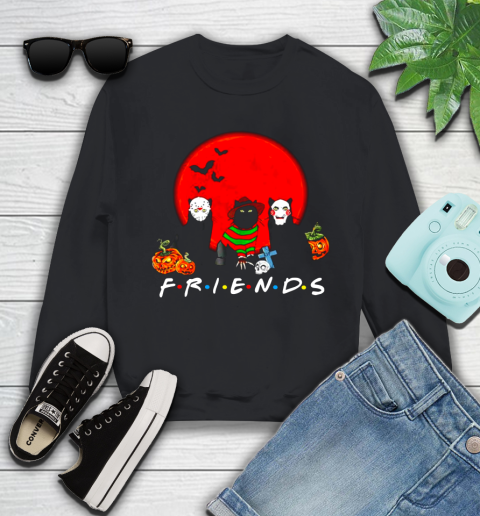 Halloween black cat mashup horror movies characters friends Youth Sweatshirt