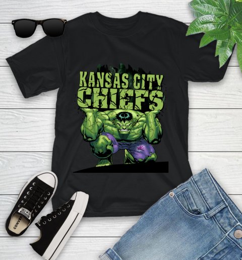 Kansas City Chiefs NFL Football Incredible Hulk Marvel Avengers Sports Youth T-Shirt 2