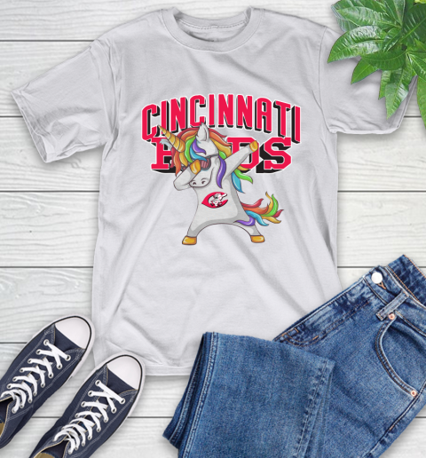 Cincinnati Reds MLB Baseball Funny Unicorn Dabbing Sports T-Shirt 24