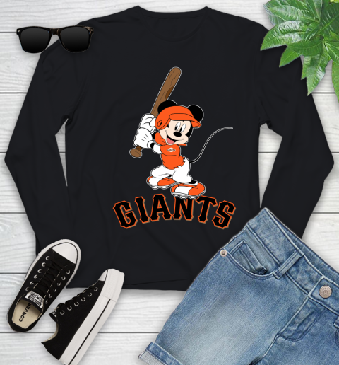 MLB Baseball San Francisco Giants Cheerful Mickey Mouse Shirt Youth Long Sleeve