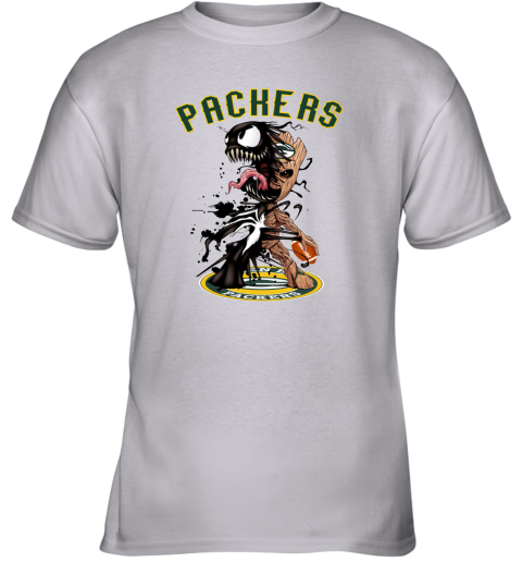 NFL Green Bay Packers Football Venom Groot Guardians Of The Galaxy yuM2qZzGWx7 youth t shirt 26 95 151514 front sport grey
