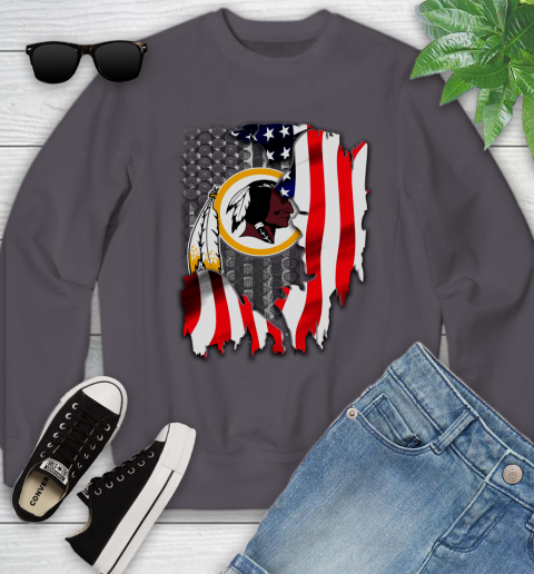 Washington Redskins NFL Football American Flag Youth Sweatshirt 5
