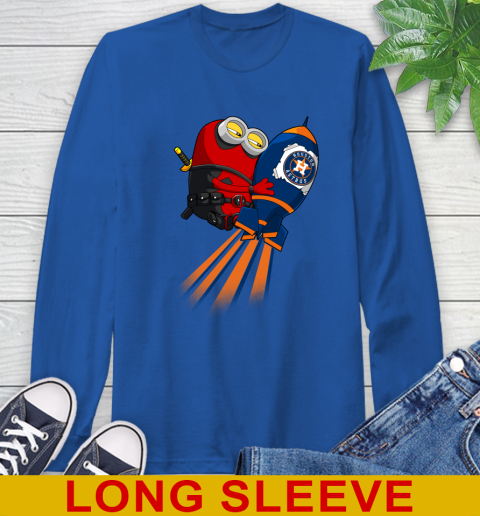 MLB Baseball Houston Astros Deadpool Minion Marvel Shirt Long Sleeve T-Shirt 11