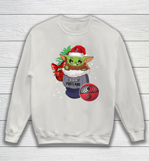 Portland Trail Blazers Christmas Baby Yoda Star Wars Funny Happy NBA Sweatshirt 10