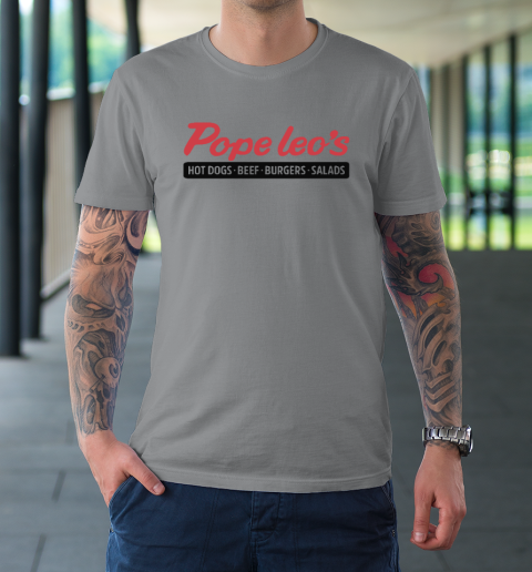 Pope Leo's Hot Dogs Beef Burgers Salads T-Shirt 3