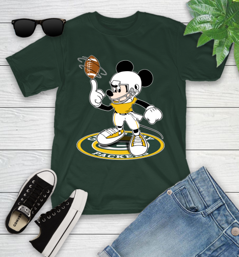NFL Football Green Bay Packers Cheerful Mickey Disney Shirt Youth T-Shirt 5