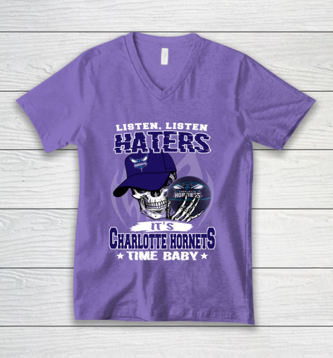 Listen Haters It is HORNETS Time Baby NBA V-Neck T-Shirt 8