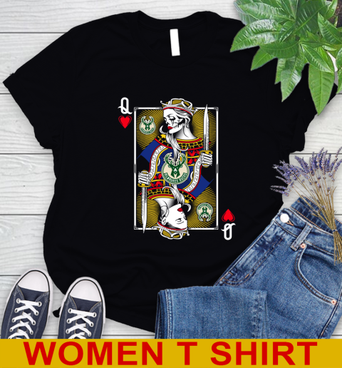 NBA Basketball Milwaukee Bucks The Queen Of Hearts Card Shirt Women's T-Shirt