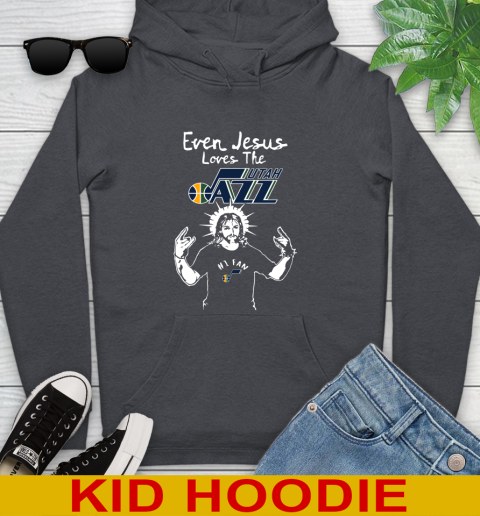 Utah Jazz NBA Basketball Even Jesus Loves The Jazz Shirt Youth Hoodie 9