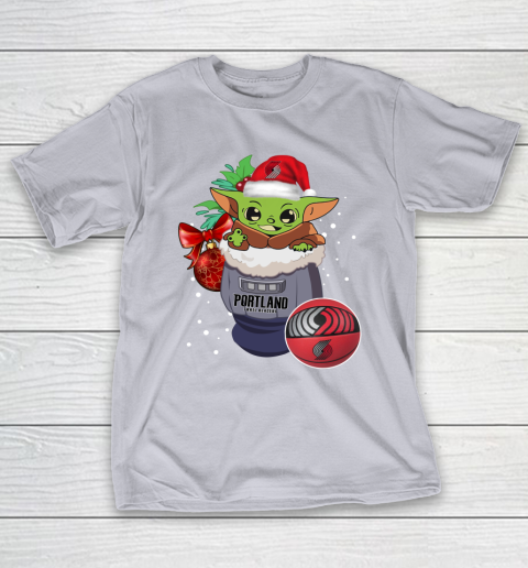 Portland Trail Blazers Christmas Baby Yoda Star Wars Funny Happy NBA T-Shirt 7