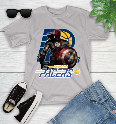 Indiana Pacers NBA Basketball Captain America Thor Spider Man Hawkeye Avengers Youth T-Shirt 12