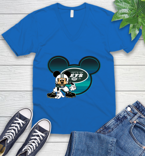 NFL New York Jets Mickey Mouse Disney Football T Shirt V-Neck T-Shirt 6