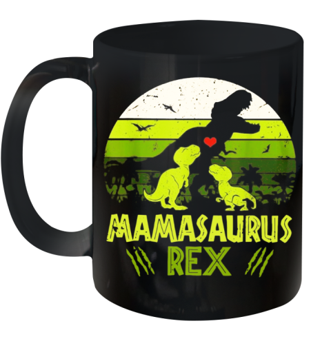 Vintage Retro 2 Kids Mamasaurus Dinosaur Lover Ceramic Mug 11oz