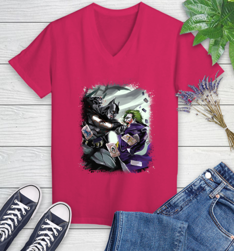 Atlanta Falcons NFL Football Batman Fighting Joker DC Comics Women's V-Neck T-Shirt 9