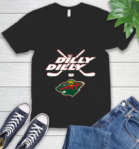 NHL Minnesota Wild Dilly Dilly Hockey Sports V-Neck T-Shirt 2