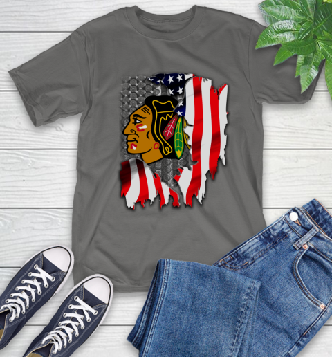 Chicago Blackhawks NHL Hockey American Flag T-Shirt 10