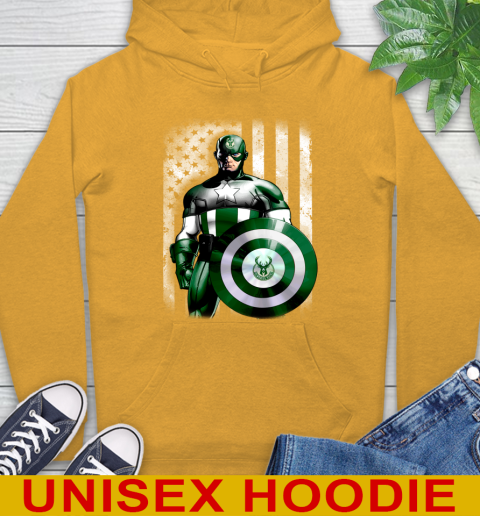 Milwaukee Bucks NBA Basketball Captain America Marvel Avengers American Flag Shirt Hoodie 2
