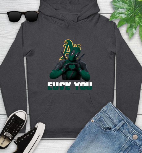 MLB Oakland Athletics Deadpool Love You Fuck You Baseball Sports Youth Hoodie 8
