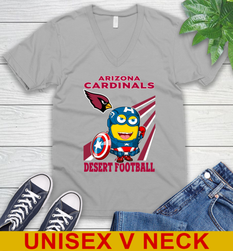 NFL Football Arizona Cardinals Captain America Marvel Avengers Minion Shirt V-Neck T-Shirt 3