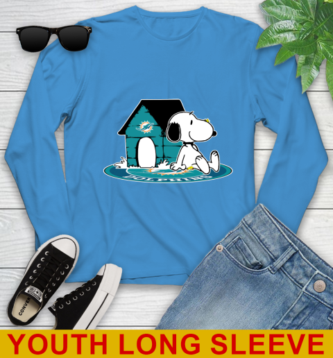 NFL Football Miami Dolphins Snoopy The Peanuts Movie Shirt Youth Long Sleeve 8