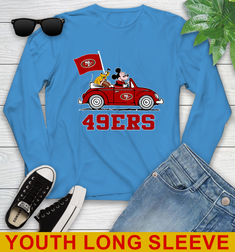 NFL Football San Francisco 49ers Pluto Mickey Driving Disney Shirt Youth Long Sleeve 8