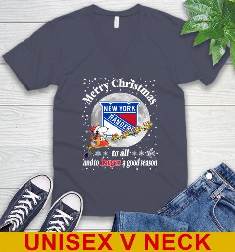 New York Rangers Merry Christmas To All And To Rangers A Good Season NHL Hockey Sports V-Neck T-Shirt 7