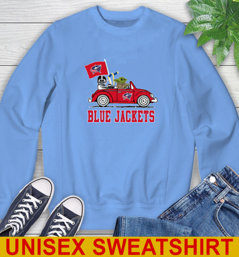 NHL Hockey Columbus Blue Jackets Darth Vader Baby Yoda Driving Star Wars Shirt Sweatshirt 11