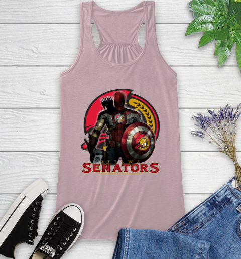 NHL Captain America Thor Spider Man Hawkeye Avengers Endgame Hockey Ottawa Senators Racerback Tank 11