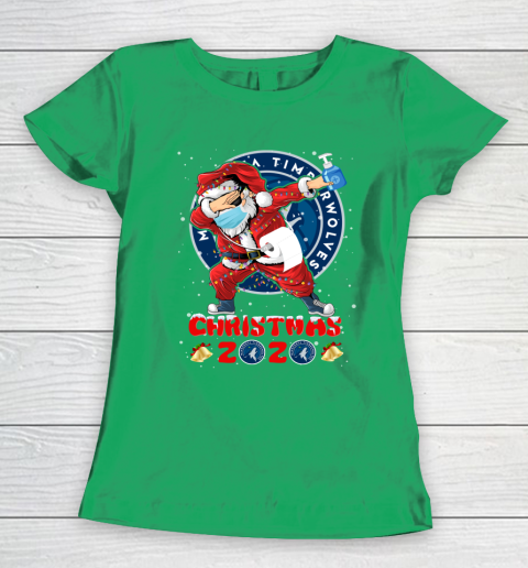 Minnesota Timberwolves Funny Santa Claus Dabbing Christmas 2020 NBA Women's T-Shirt 5
