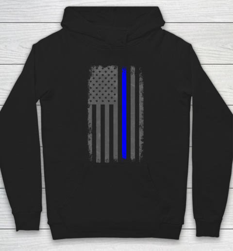 Vertical Thin Blue Line American Flag Hoodie