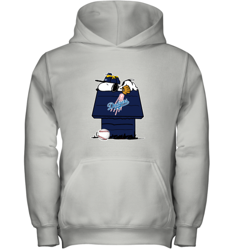 Los Angeles Dodgers Snoopy And Woodstock Resting Together MLB Youth Hoodie