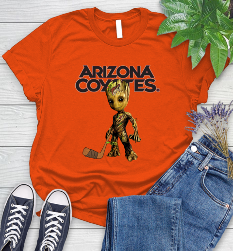 Arizona Coyotes NHL Hockey Groot Marvel Guardians Of The Galaxy Women's T-Shirt 4