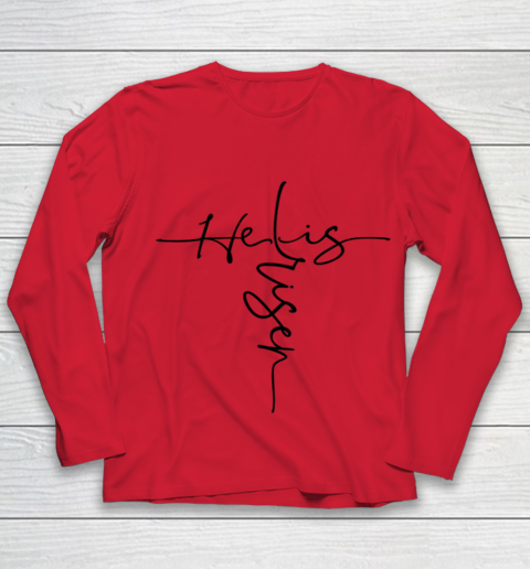 Easter He is Risen Cross Christian Youth Long Sleeve 7