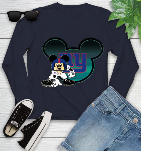 NFL New York Giants Mickey Mouse Disney Football T Shirt Youth Long Sleeve 3