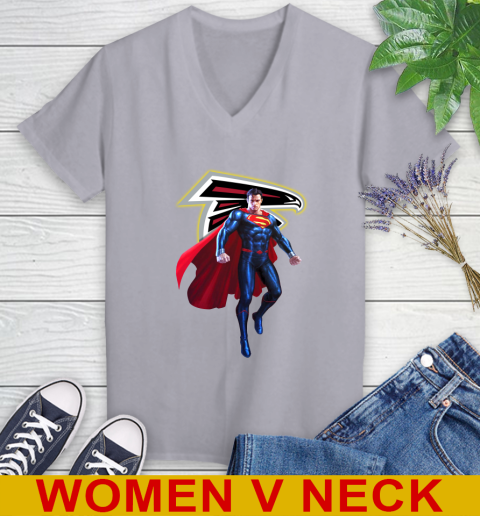 NFL Superman DC Sports Football Atlanta Falcons Women's V-Neck T-Shirt 5