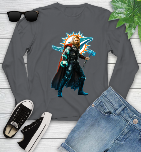 NFL Thor Avengers Endgame Football Miami Dolphins Youth Long Sleeve 8