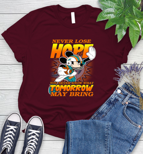Miami Dolphins NFL Football Mickey Disney Never Lose Hope Women's T-Shirt 7