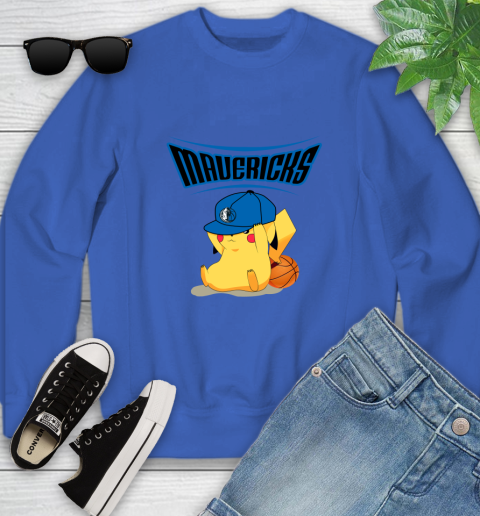 NBA Pikachu Basketball Sports Dallas Mavericks Youth Sweatshirt 8