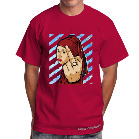 Air Jordan 13 Bred Matching Sneaker Tshirt The Girl With The Pearl Earing Middle Finger Red and Black Jordan Shirt