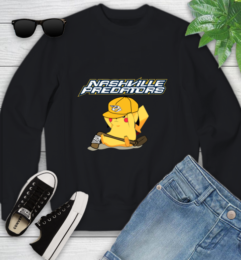 NHL Pikachu Hockey Sports Nashville Predators Youth Sweatshirt 2