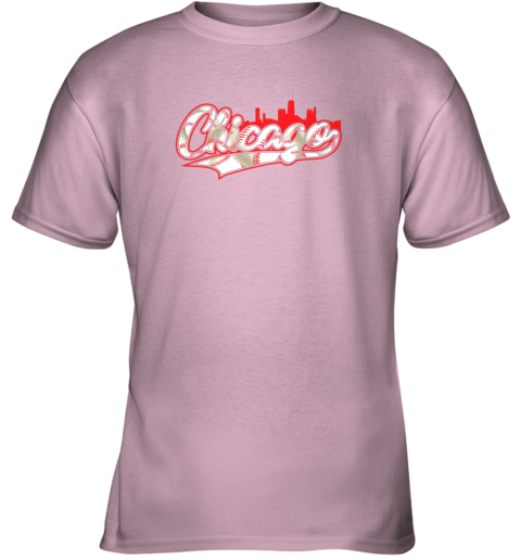 yosm chicago vintage baseball youth t shirt 26 front light pink