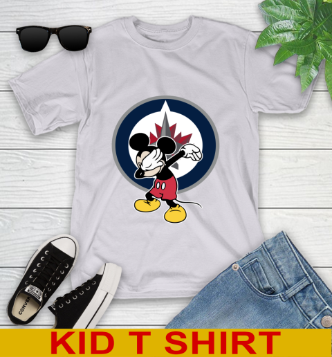 Winnipeg Jets NHL Hockey Dabbing Mickey Disney Sports Youth T-Shirt 5