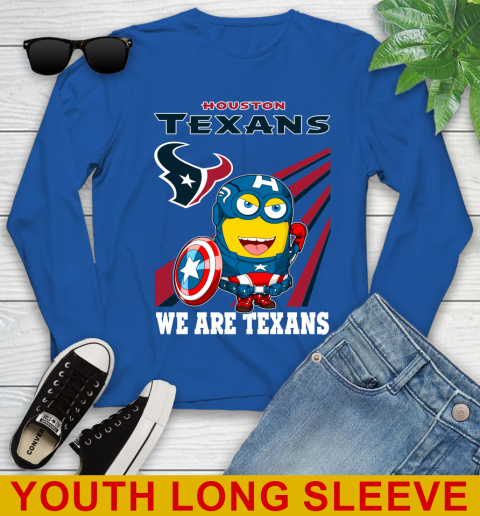 NFL Football Houston Texans Captain America Marvel Avengers Minion Shirt Youth Long Sleeve 10